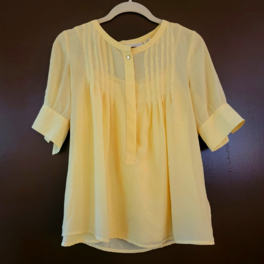 Worthington Yellow Short Sleeve Blouse+Cami Set Size 4